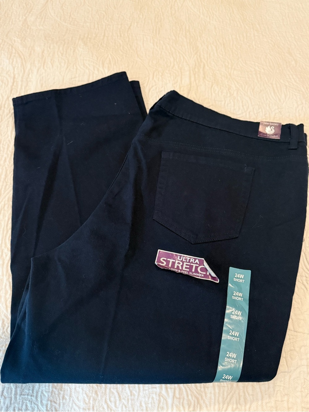 Gloria Vanderbilt Amanda navy blue relax jeans 24W short petite new